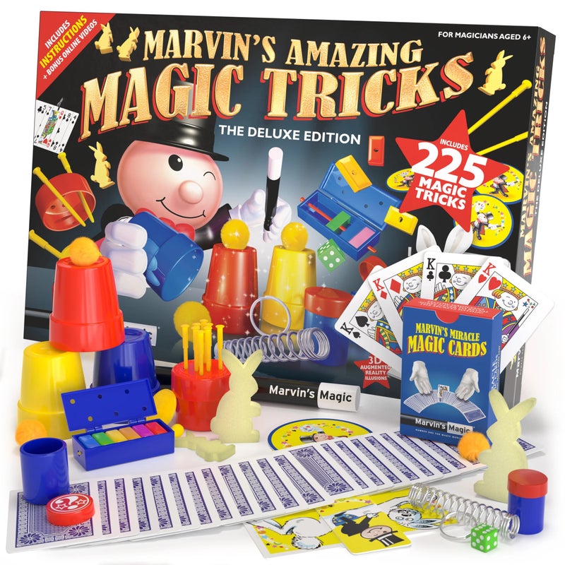 Marvins Magic Marvin’s Magic Deluxe Edition – 225 Amazing Magic Tricks Set for Kids, Complete Magician Kit with Props, Cards & Video Instructions - Image 1